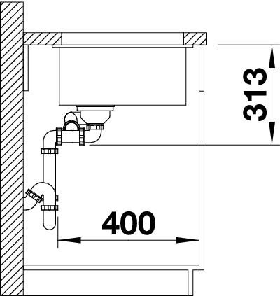 Blanco Subline 340/160-U biela soft vanička vľavo