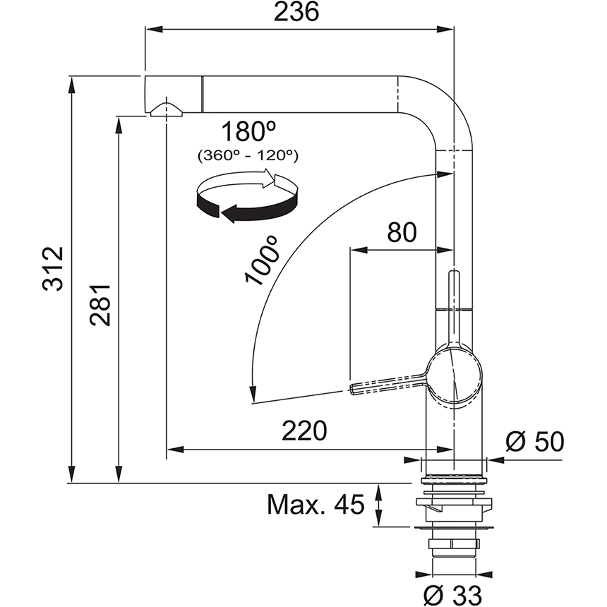 Franke FN 5350 FN 5350 ACTIVE TWIST Bez sprchy Nerez (povrchová úprava)