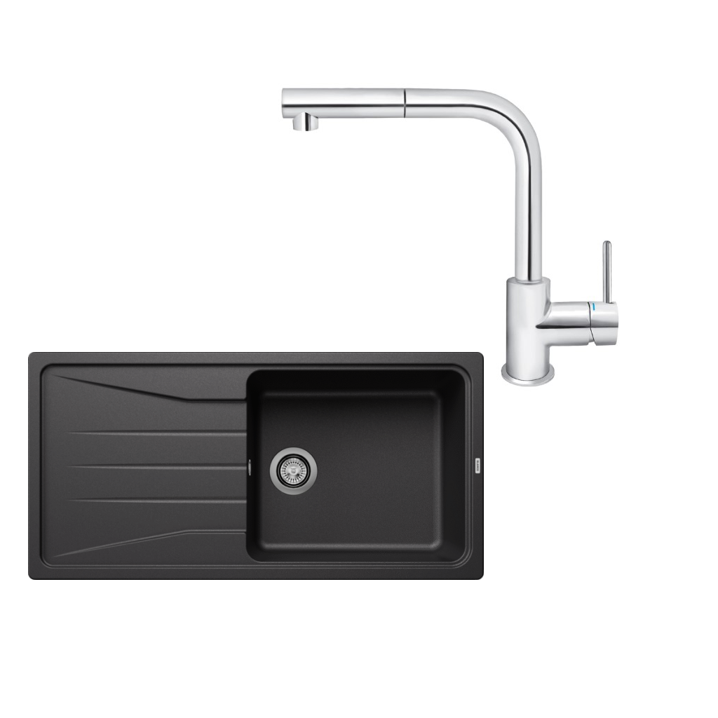 SET195 - Gránitový drez Blanco Sona XL 6 S antracit + Kuchynská batéria Rosan Zerro JZ38601 chróm