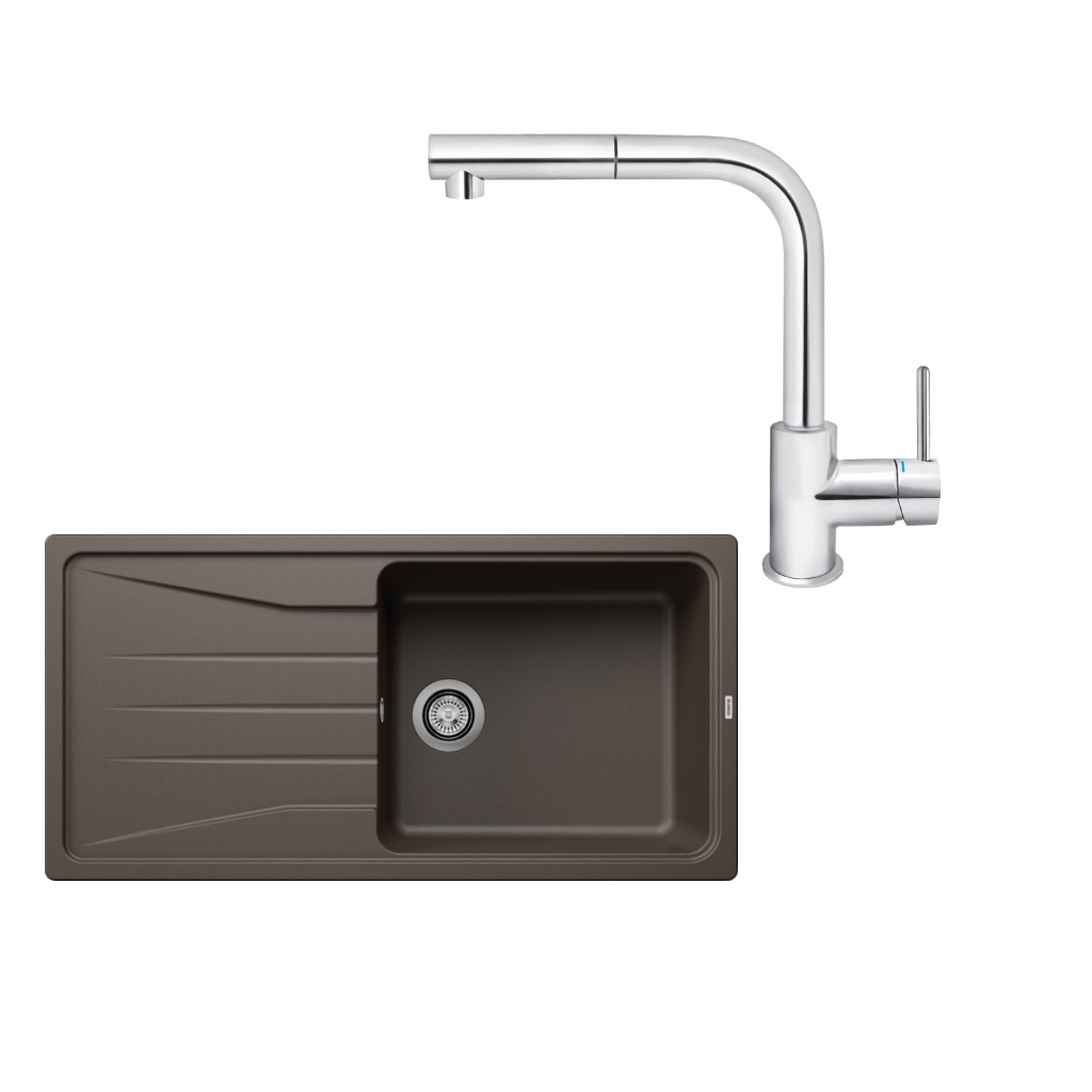 SET215 - Gránitový drez Blanco Sona XL 6 S káva + Kuchynská batéria Rosan Zerro JZ38601 chróm