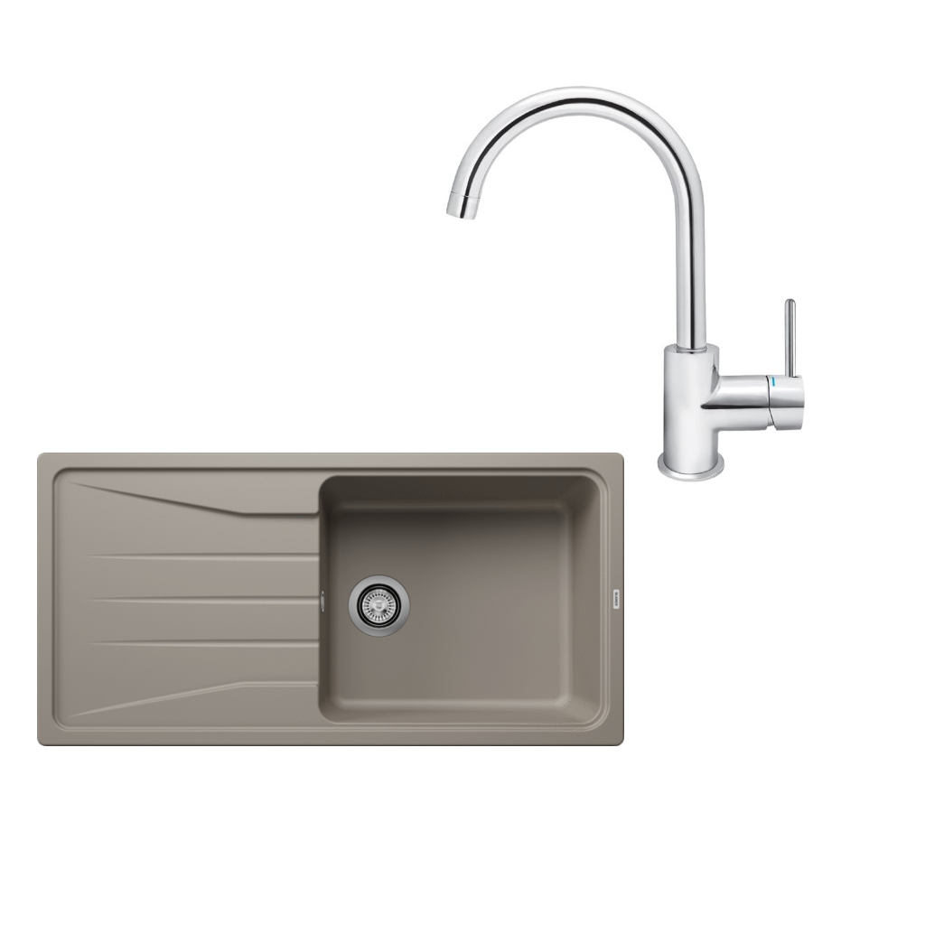 SET219 - Gránitový drez Blanco Sona XL 6 S tartufo + Kuchynská batéria Rosan Zerro JZ38101 chróm