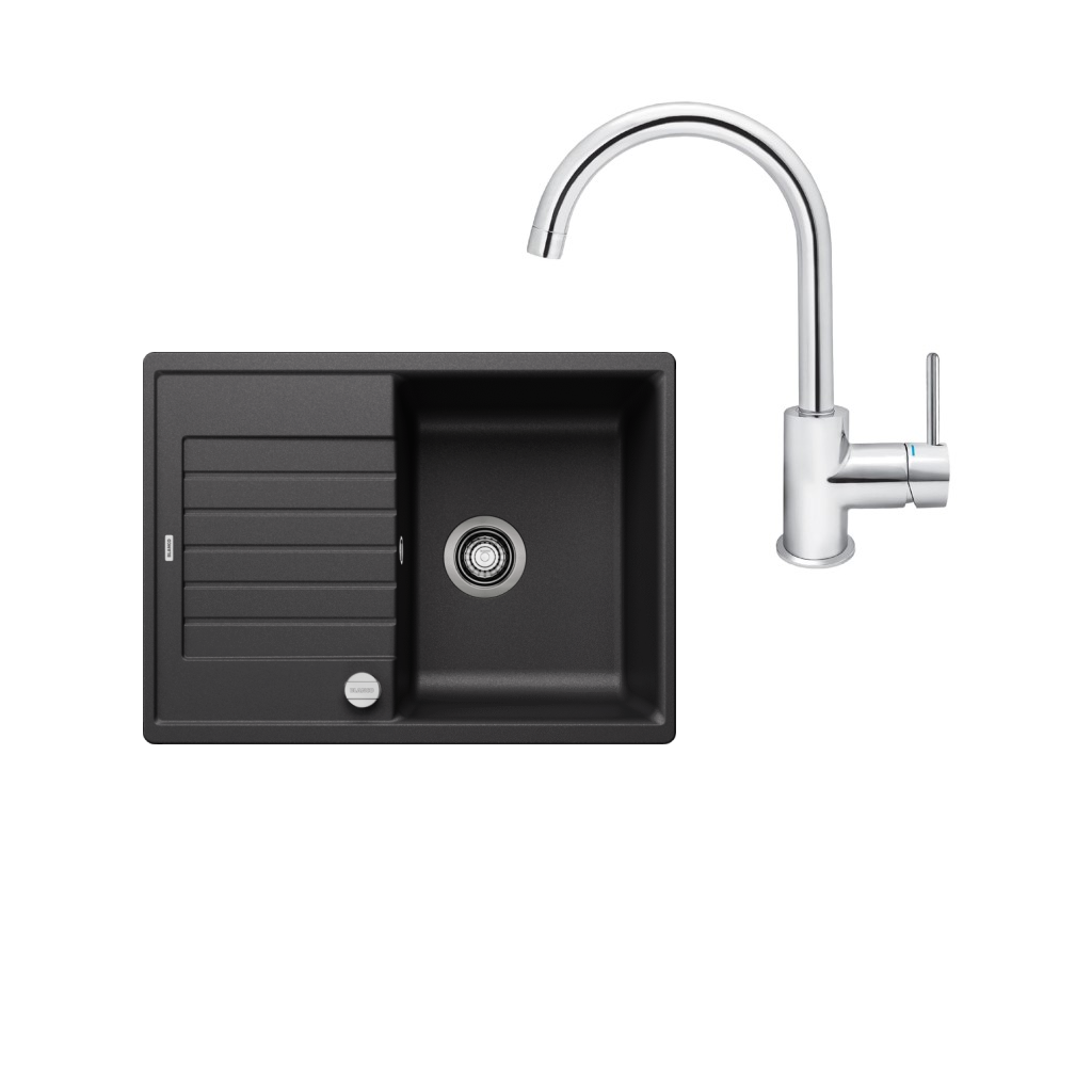 SET299 - Gránitový drez Blanco Zia 45 S Compact antracit + Kuchynská batéria Rosan Zerro JZ38101 chróm