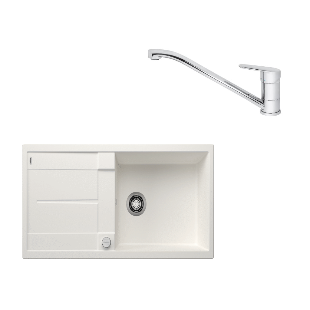 SET658 - Gránitový drez Blanco Metra XL 6 S biela + Kuchynská batéria Rosan King JA381001 chróm