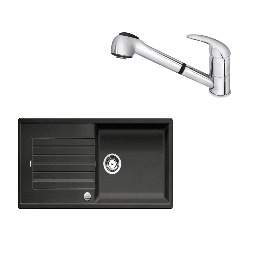 SET432 - Gránitový drez Blanco Zia XL 6 S antracit + Kuchynská batéria Rosan King J385001 chróm