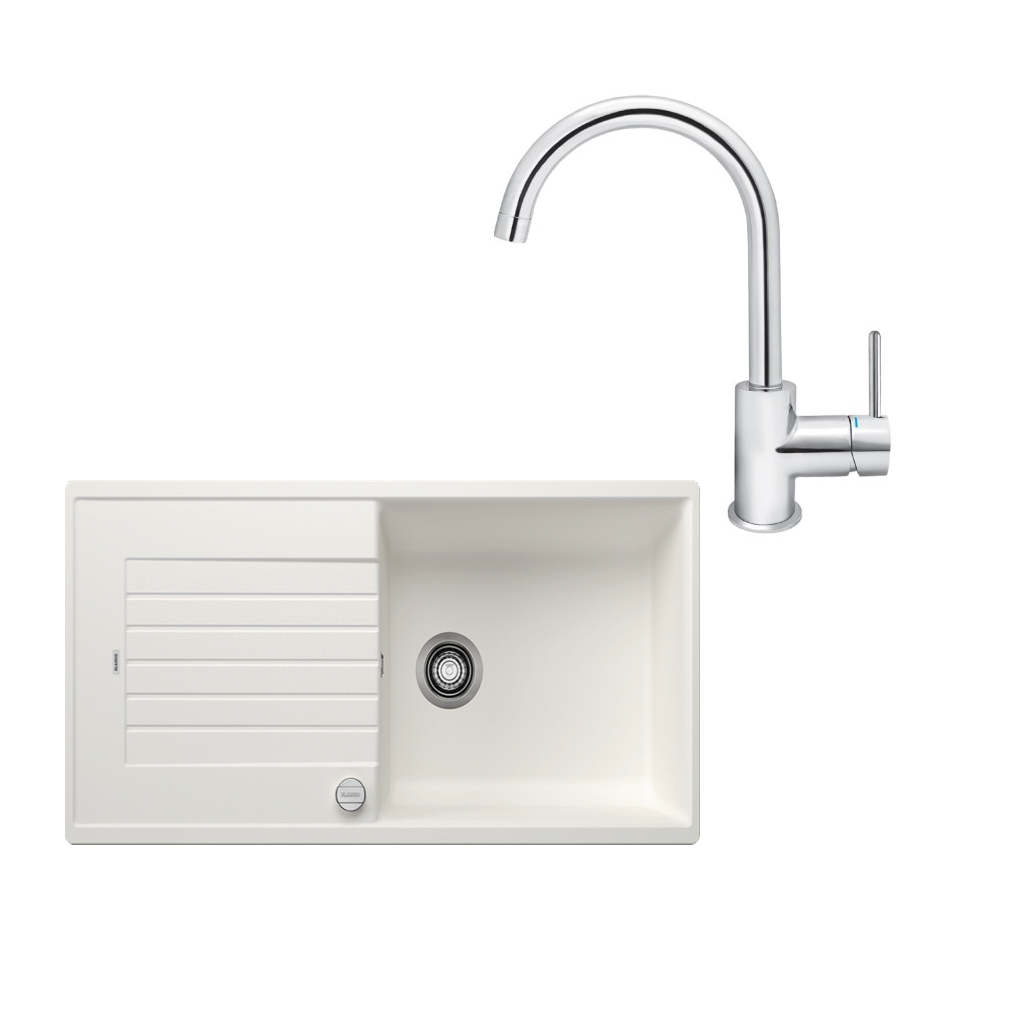 SET439 - Gránitový drez Blanco Zia XL 6 S biela + Kuchynská batéria Rosan Zerro JZ38101 chróm