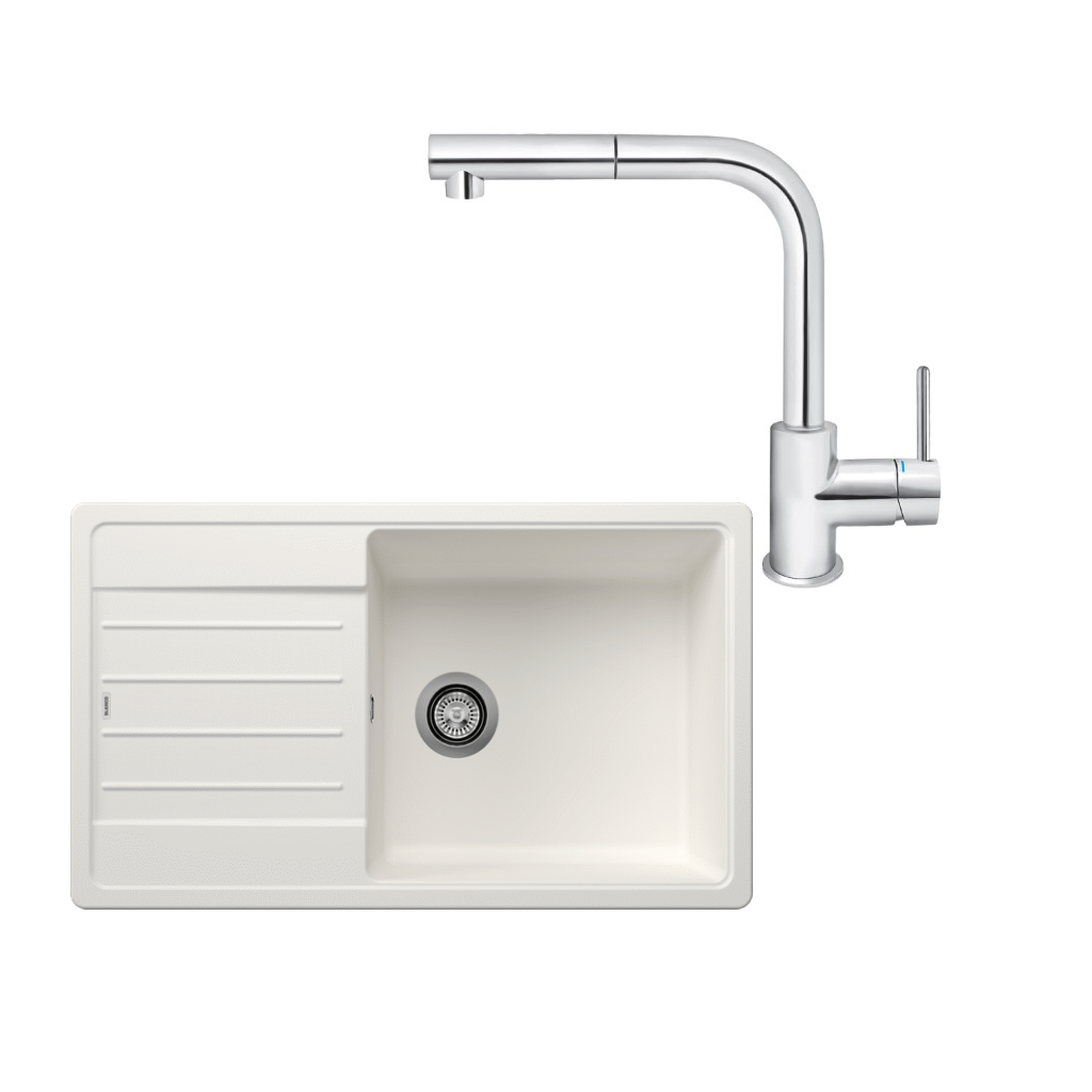 SET625 - Gránitový drez Blanco Legra XL 6 S biela + Kuchynská batéria Rosan Zerro JZ38601 chróm