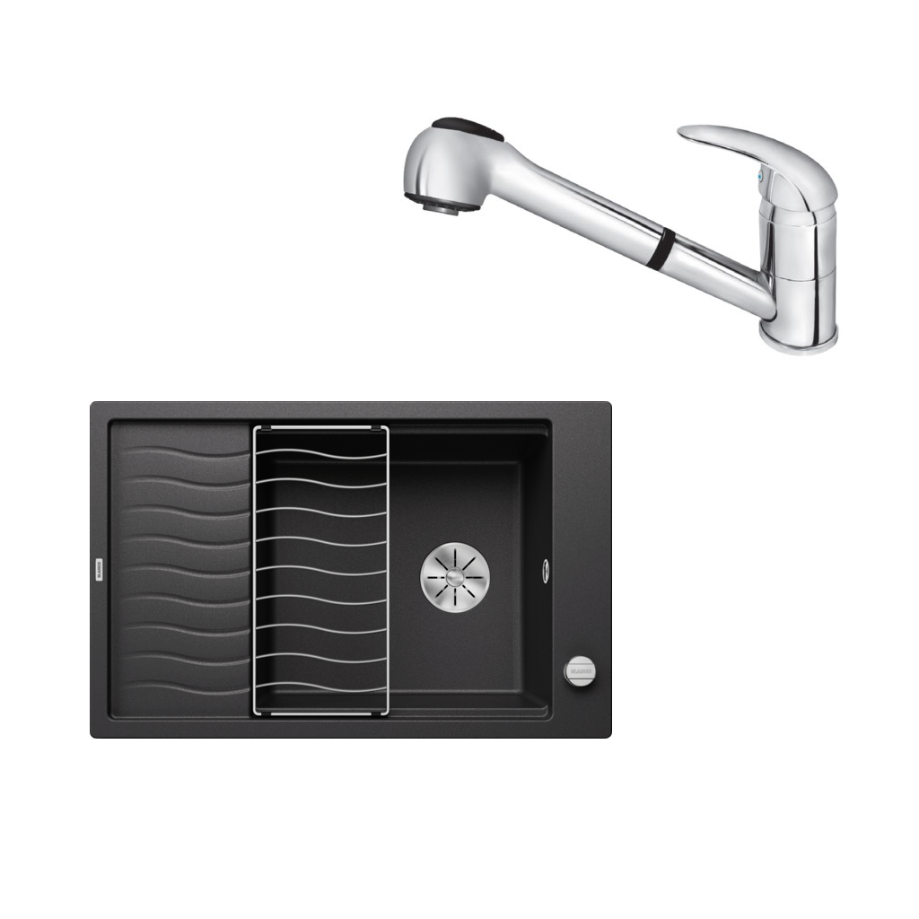 SET502 - Gránitový drez Blanco Elon XL 6 S antracit + Kuchynská batéria Rosan King J385001 chróm