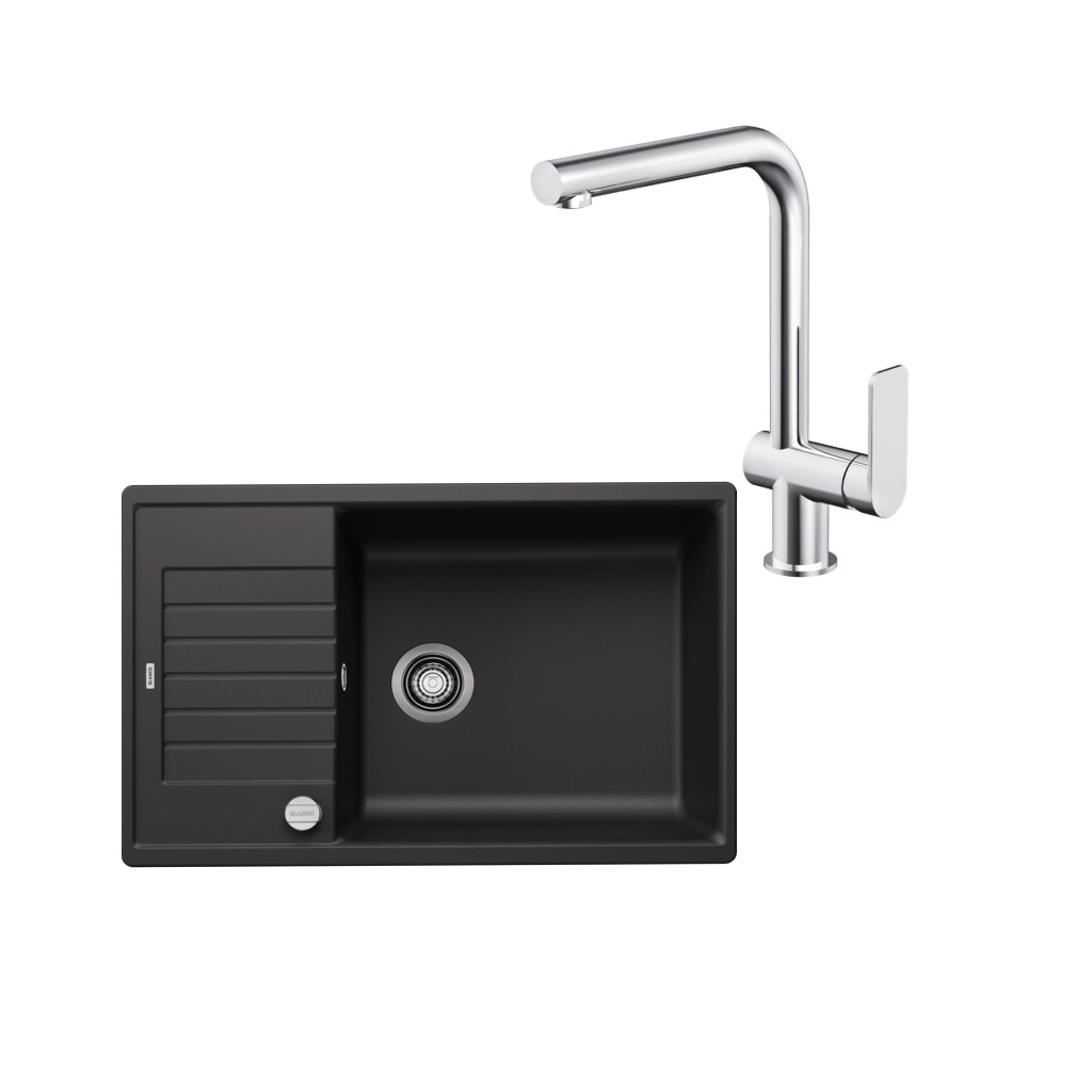 SET481 - Gránitový drez Blanco Zia XL 6 S Compact čierna + Kuchynská batéria Rosan S2 238201 chróm