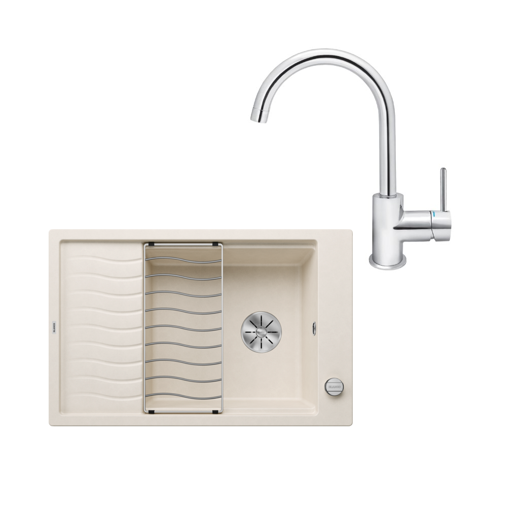 SET514 - Gránitový drez Blanco Elon XL 6 S biela soft + Kuchynská batéria Rosan Zerro JZ38101 chróm