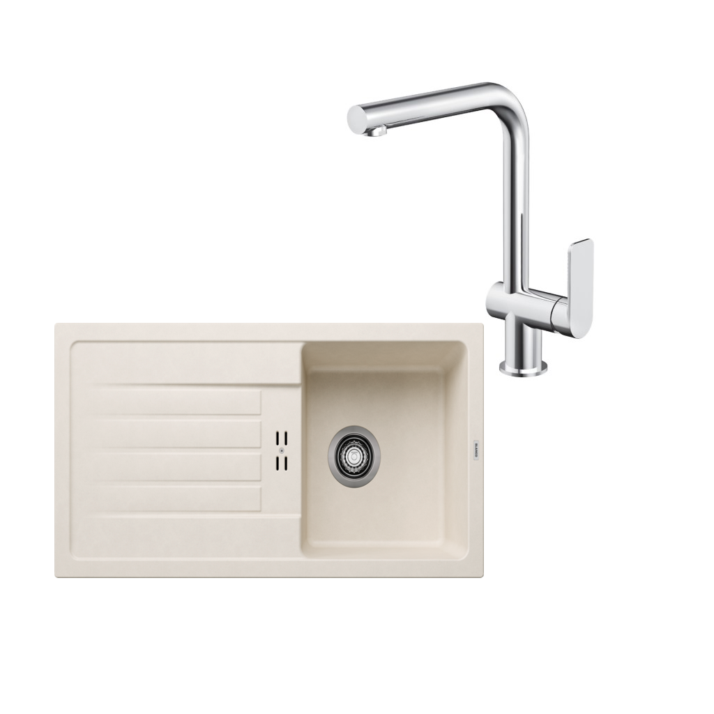 SET556 - Gránitový drez Blanco Favum 45 S biela soft + Kuchynská batéria Rosan S2 238201 chróm