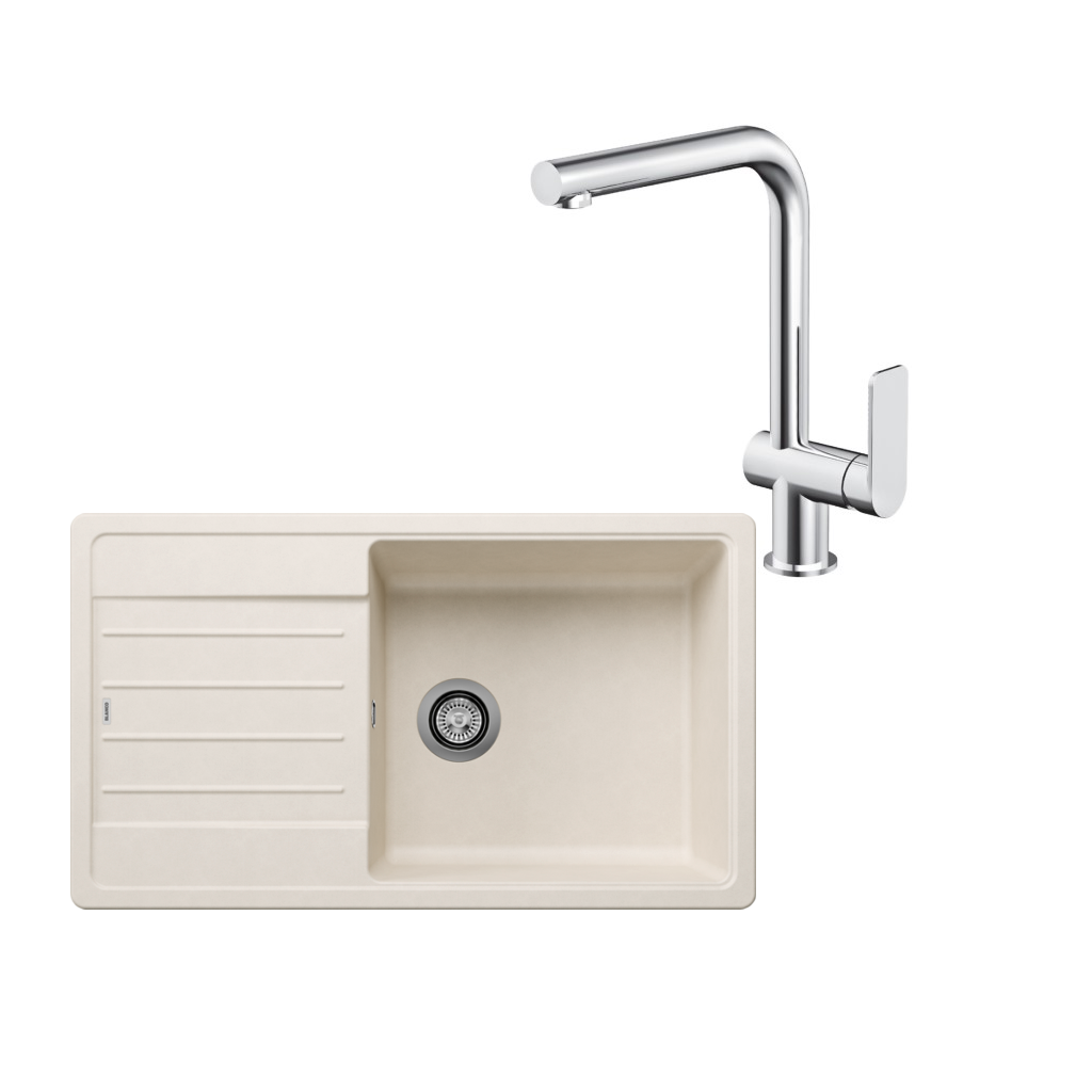 SET626 - Gránitový drez Blanco Legra XL 6 S biela soft + Kuchynská batéria Rosan S2 238201 chróm