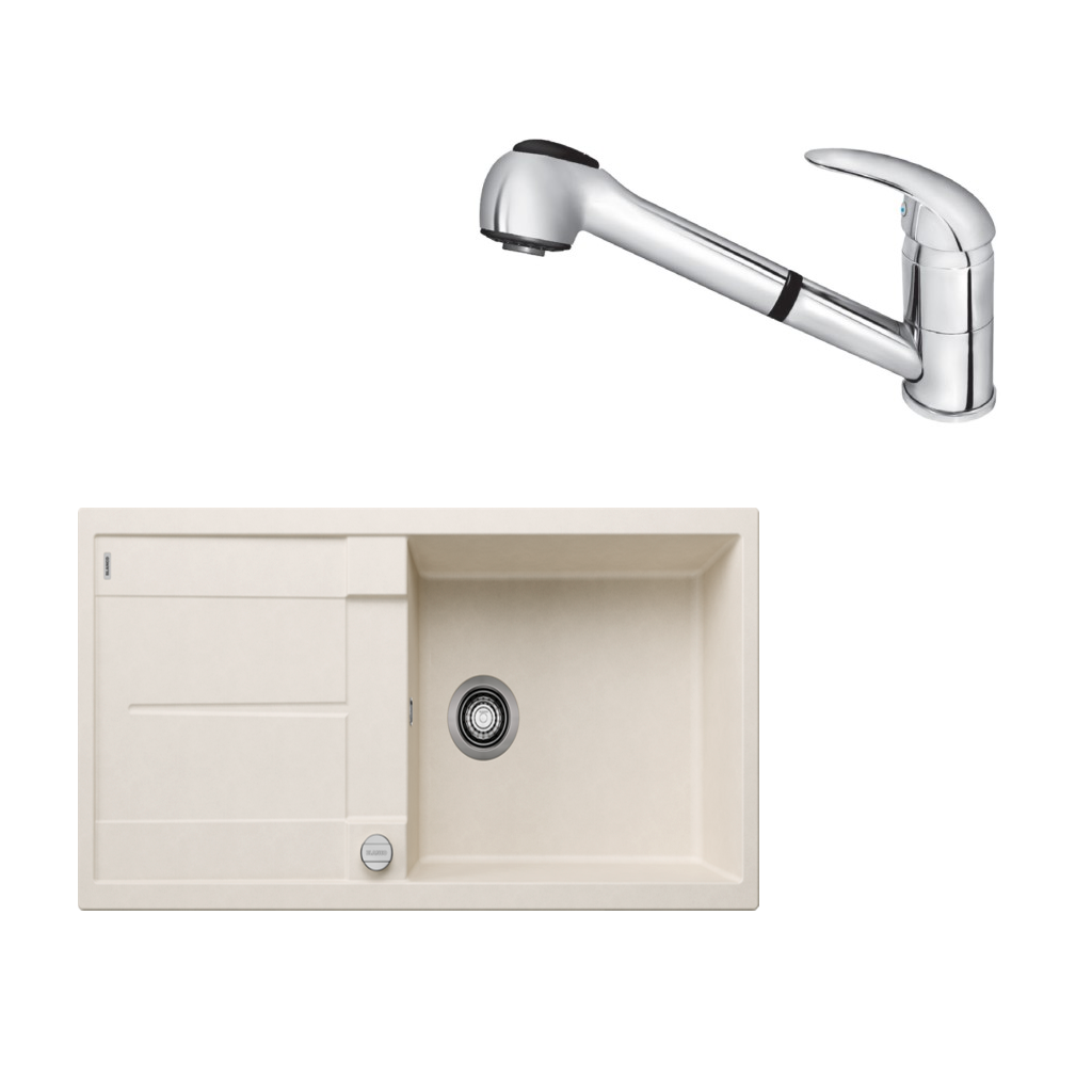SET662 - Gránitový drez Blanco Metra XL 6 S biela soft + Kuchynská batéria Rosan King J385001 chróm