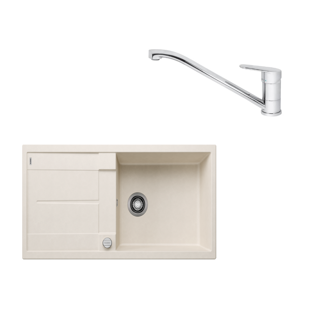 SET663 - Gránitový drez Blanco Metra XL 6 S biela soft + Kuchynská batéria Rosan King JA381001 chróm