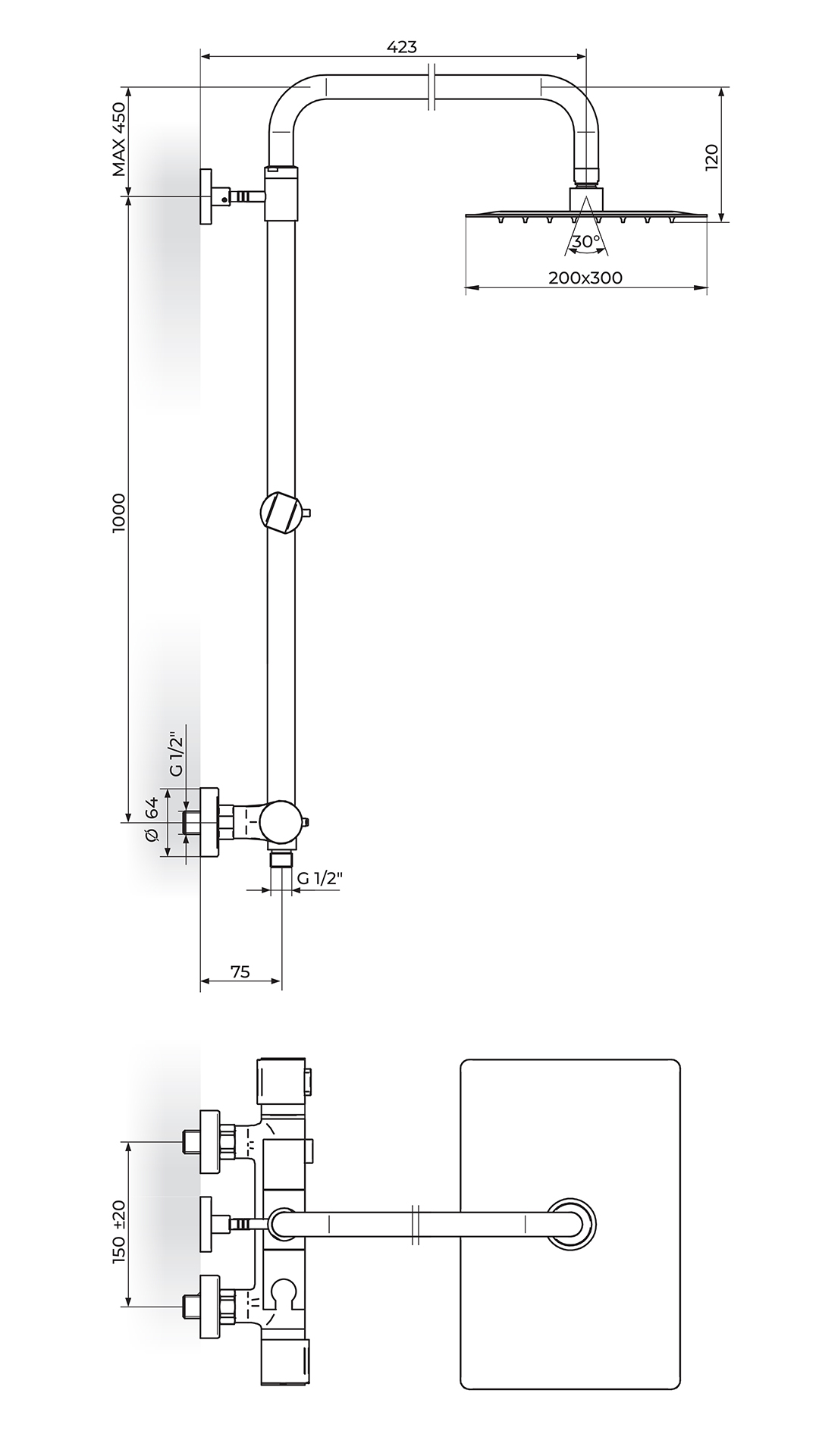 Sprchový set s termostatom Rosan S2 Termo 2T37251 chróm