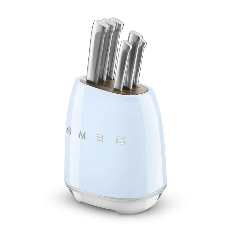 Smeg sada 6 nožov v bloku KBSF02PB pastel modrá