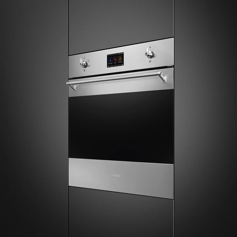 Vstavaná kombinovaná mikrovlnná rúra Smeg Classica Galileo Omnichef SO6303APX nerez