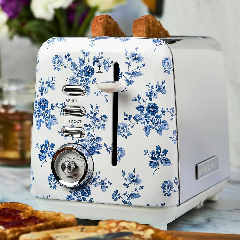 Laura Ashley hriankovač China Rose – 2-plátkový retro toaster s kvetinovým vzorom