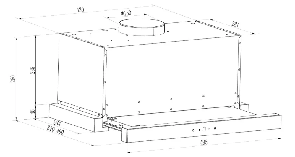 Evido Slimlux 50TC teleskopický odsávač pár 50 cm – inox / čierne sklo
