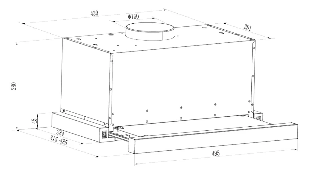 Evido Slimlux 50X teleskopický odsávač pár 50 cm – nerez (inox)