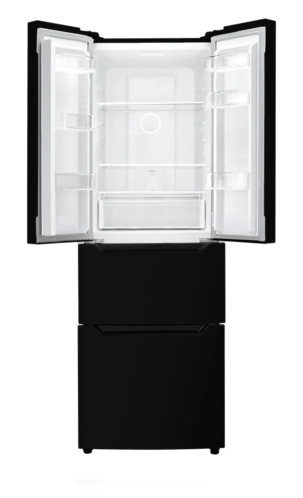 Evido Luna 320B voľne stojaca chladnička s mrazničkou – French Door 320 l – čierne sklo