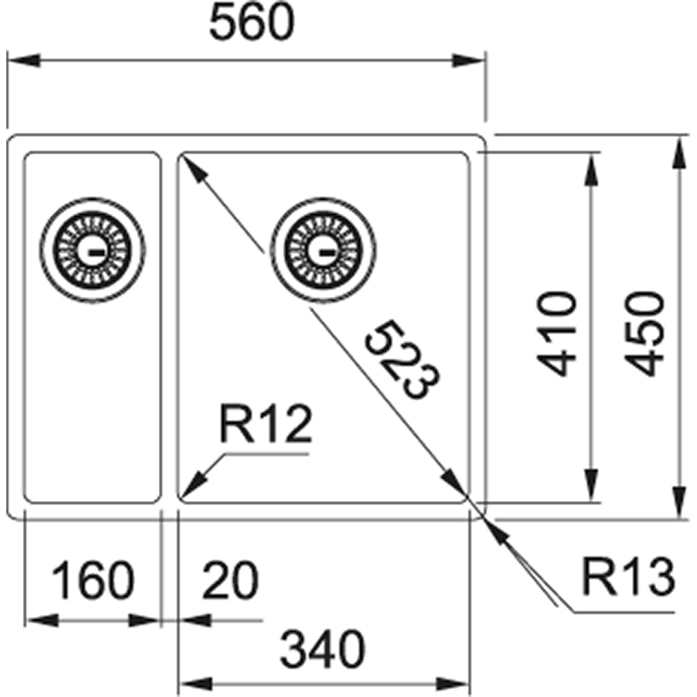 Franke Box BXX 260/160-34-16/7 nerez