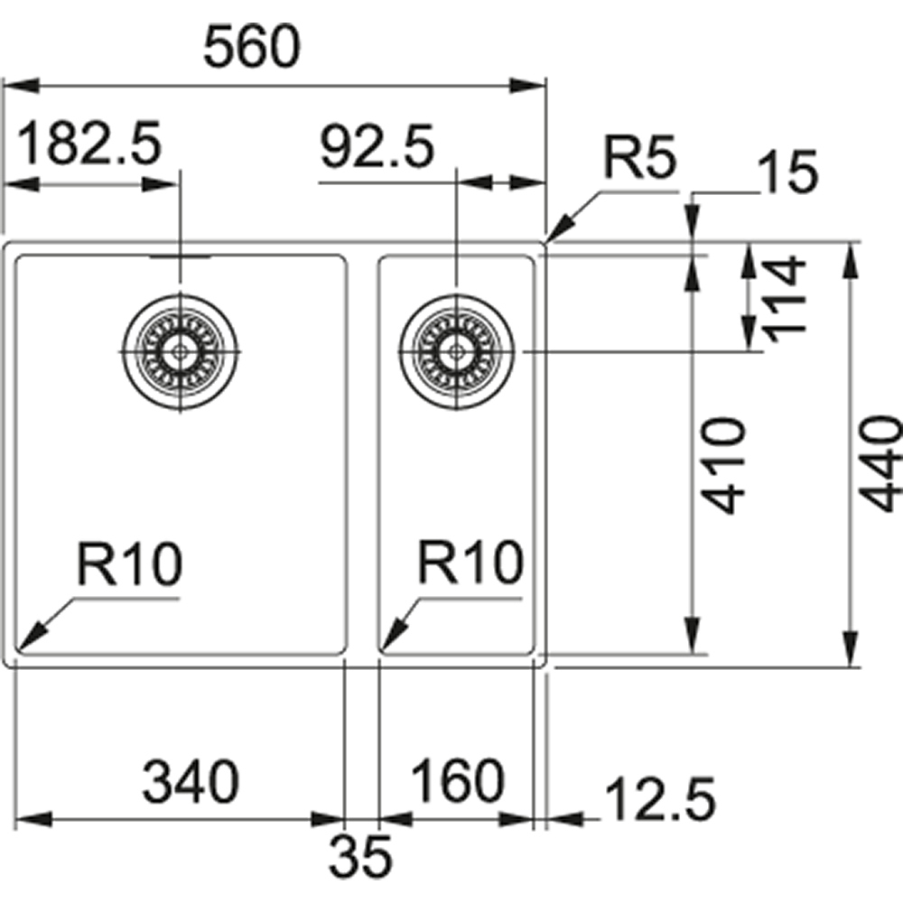 Franke Sirius SID 160/2 Tectonite Šedá