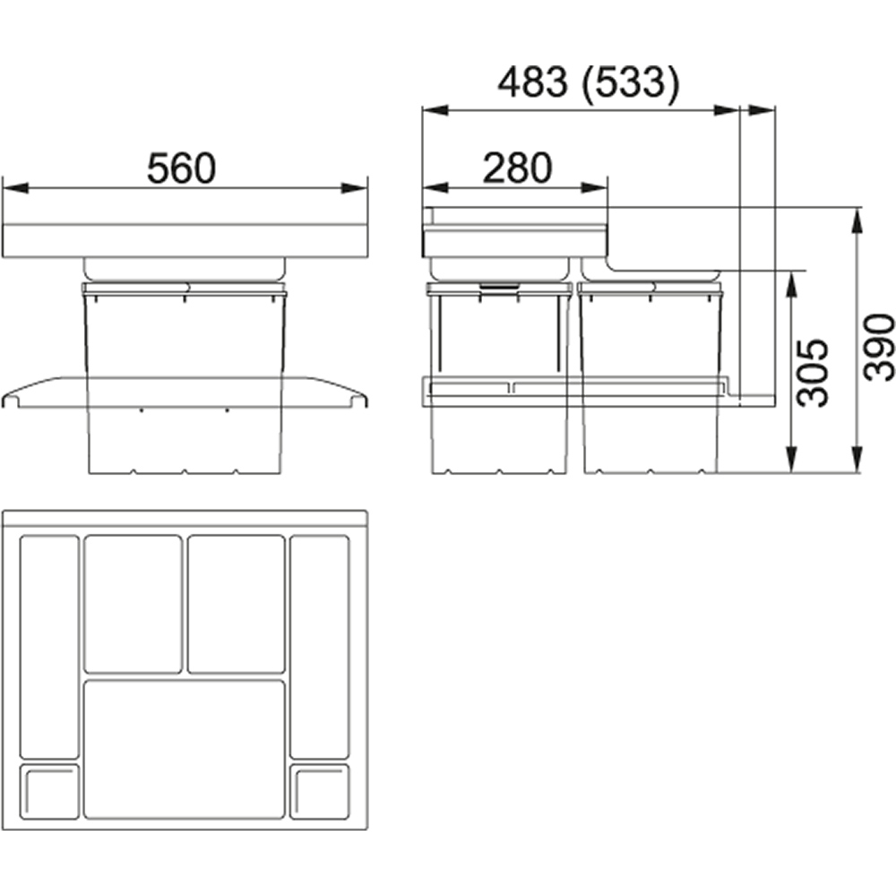 Franke Trolley Vario 60 1x18l, 2x8l