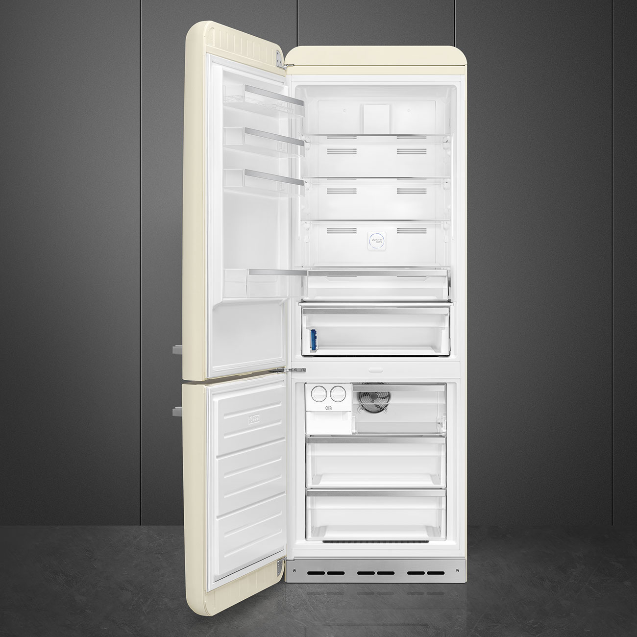 Kombinovaná chladnička s mrazničkou Smeg FAB38LCR krémová ľavý pánt