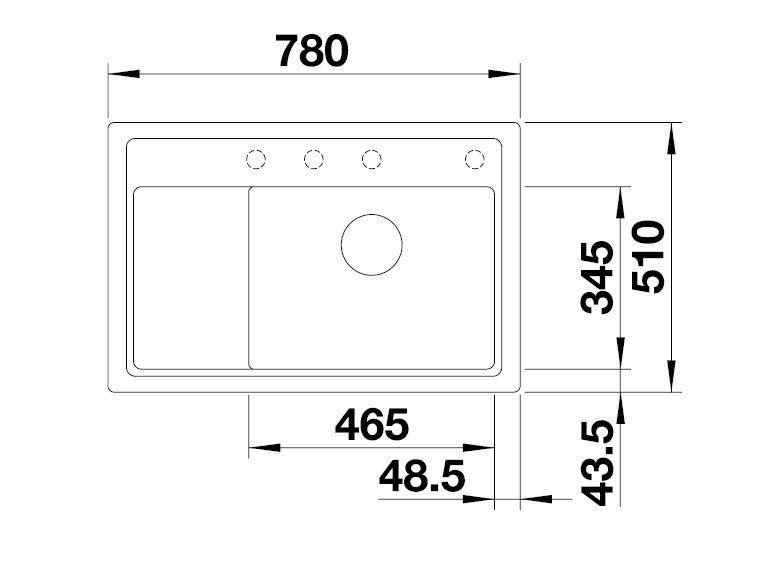 Blanco Zenar XL 6 S Compact čierna s excentrom vanička vpravo