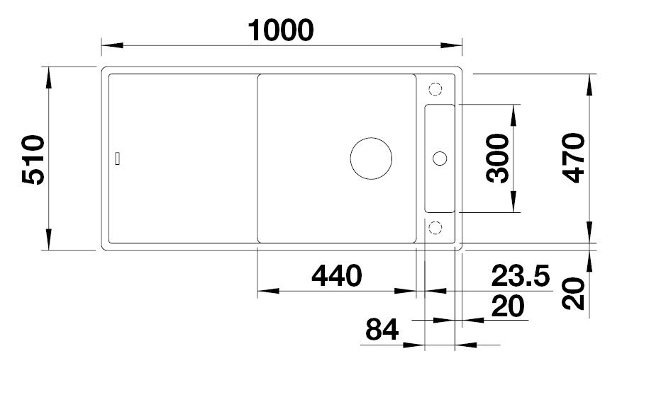 Blanco Axia III XL 6 S čierna s excentrom + biela sklenená krájacia doska