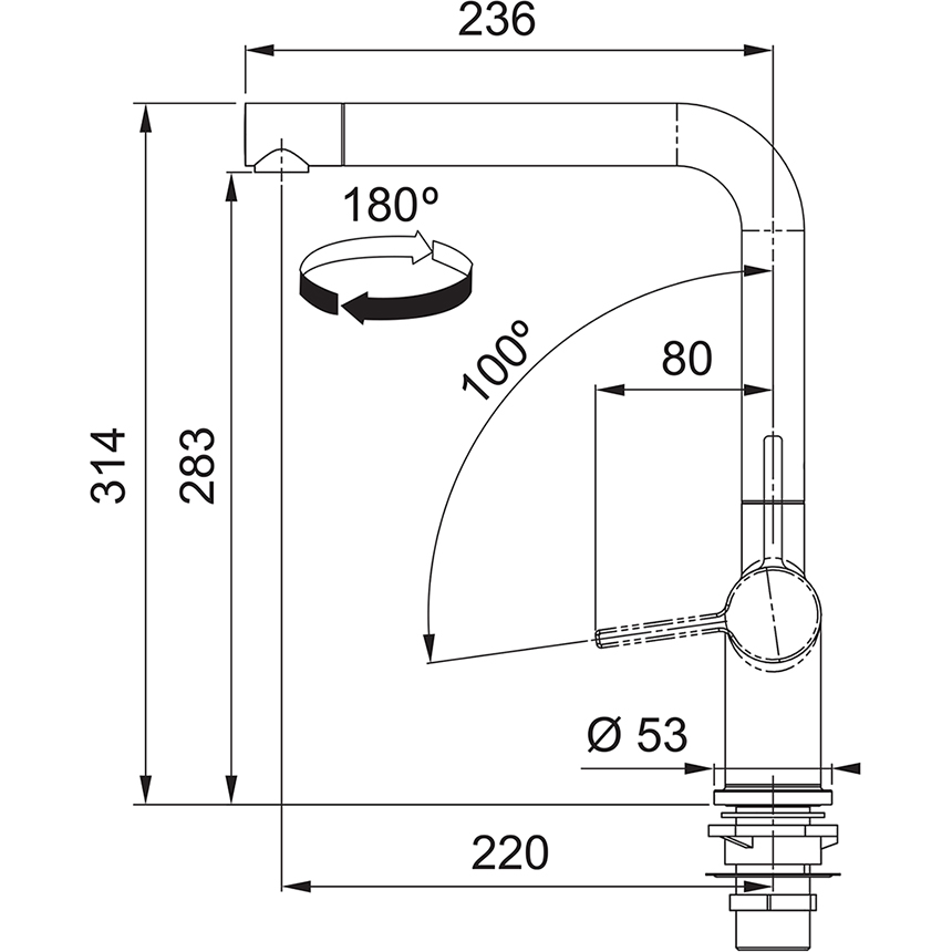 Franke FN 6564 ACTIVE NEW Pod okno Bez sprchy Chróm