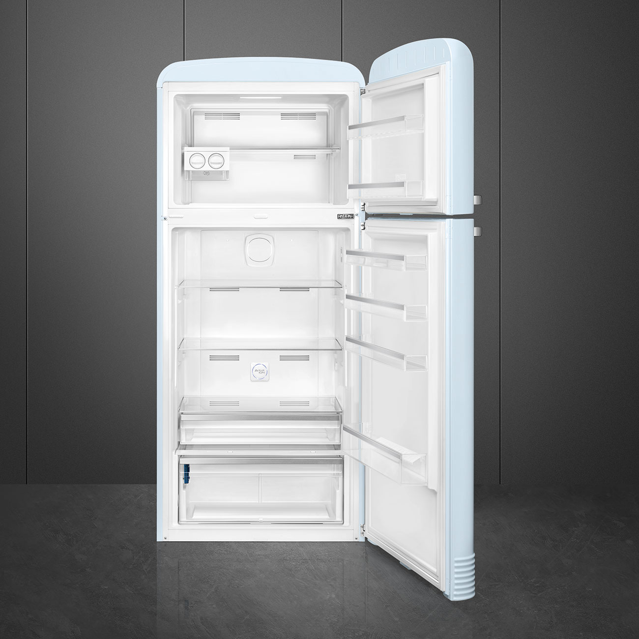 Kombinovaná chladnička s mrazničkou Smeg FAB50RPB5 pastelovo modrá pravý pánt