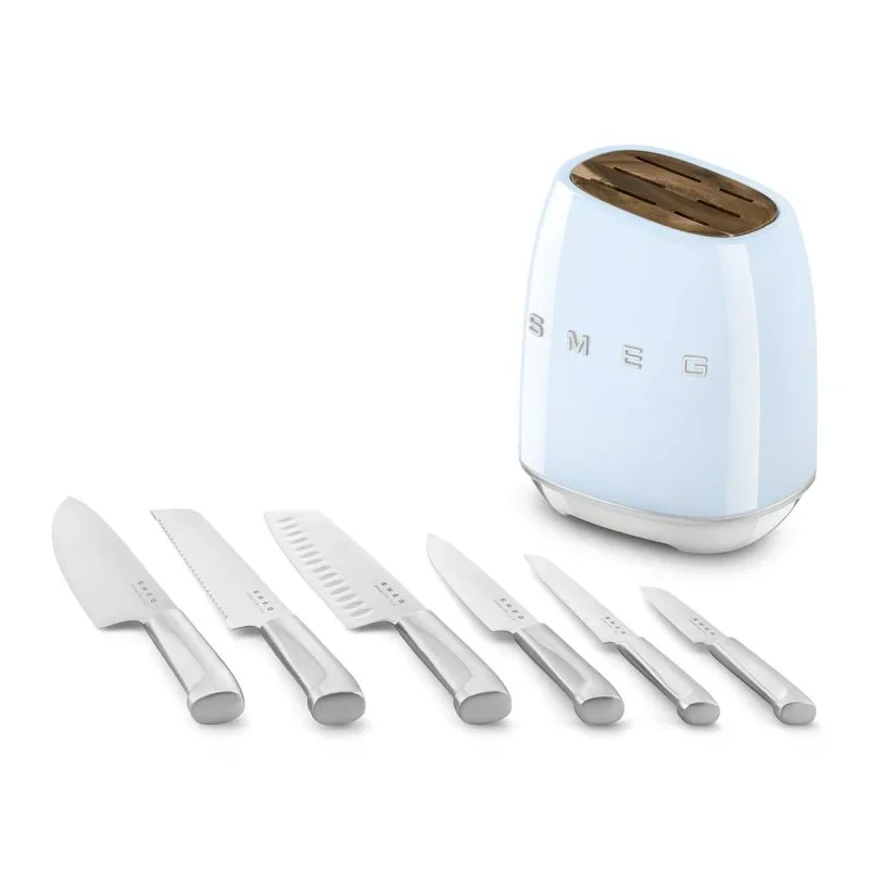 Smeg sada 6 nožov v bloku KBSF02PB pastel modrá