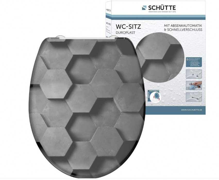 Schütte Grey Hexagons | Duroplast HG, Duroplast, Soft Close