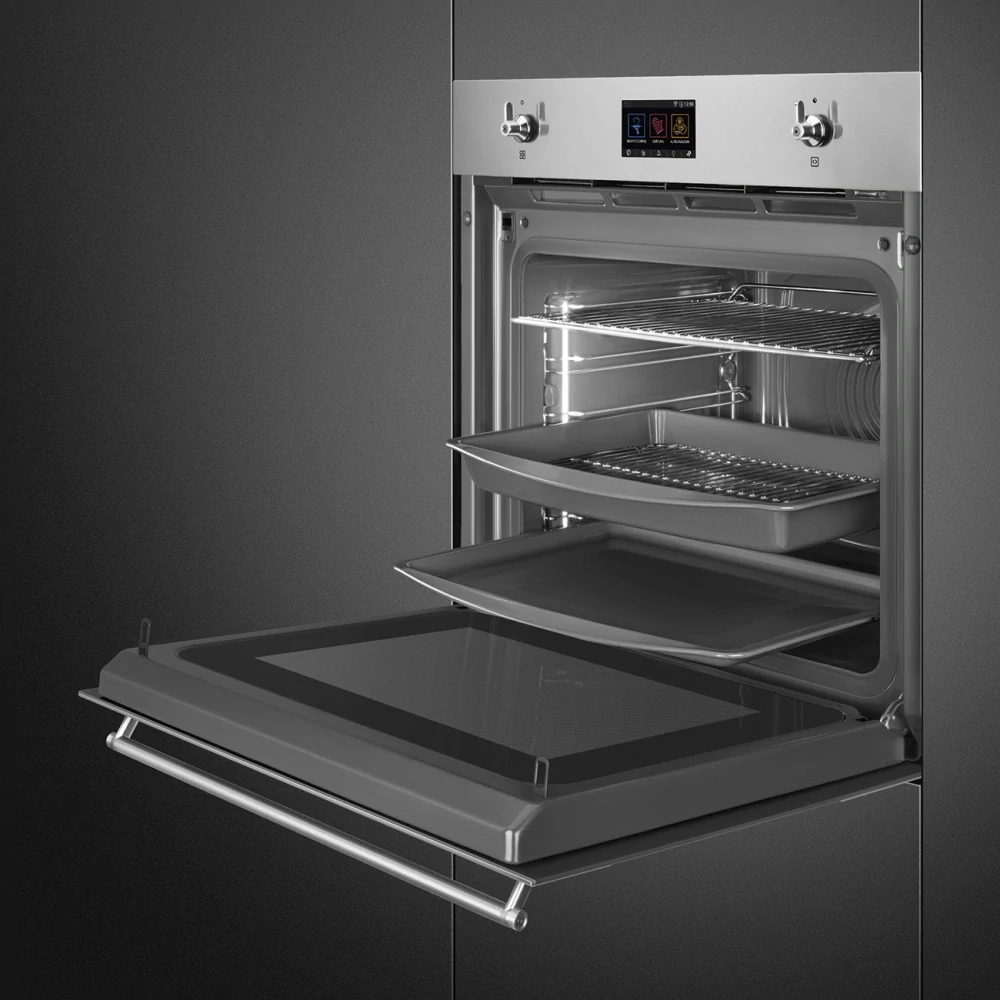 Vstavaná kombinovaná mikrovlnná rúra Smeg Classica Galileo Omnichef SO6303APX nerez