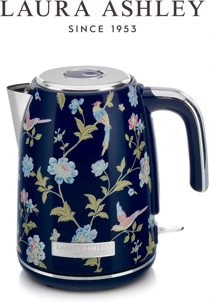 Laura Ashley rýchlovarná kanvica Elveden Navy 1,7 l – štýlová modrá kanvica s dizajnom Elveden