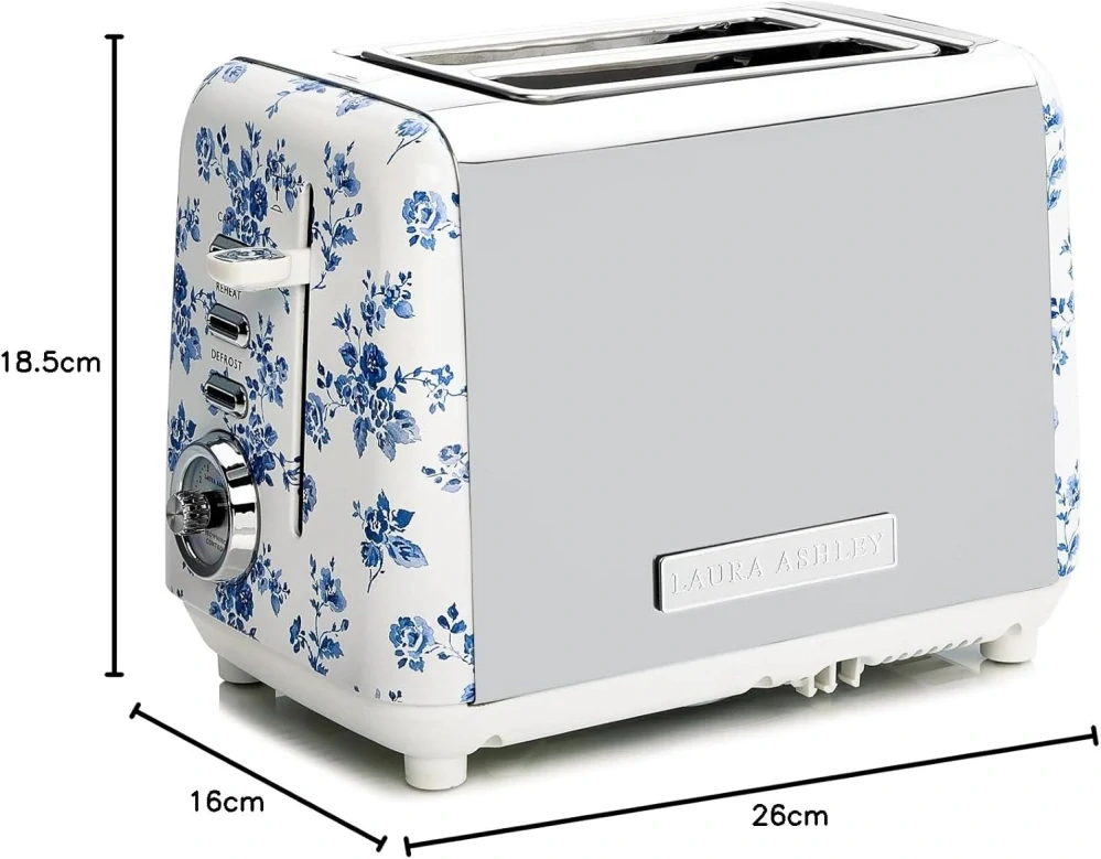 Laura Ashley hriankovač China Rose – 2-plátkový retro toaster s kvetinovým vzorom