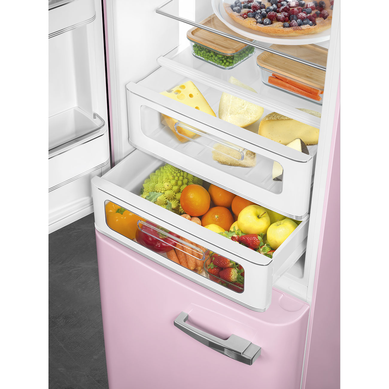 Kombinovaná chladnička s mrazničkou Smeg FAB32LPK5 ružová ľavý pánt