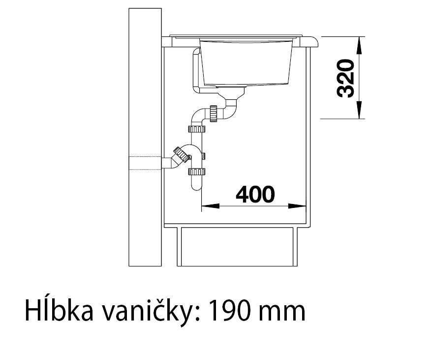 Blanco Zenar 45 S čierna s excentrom vanička vľavo