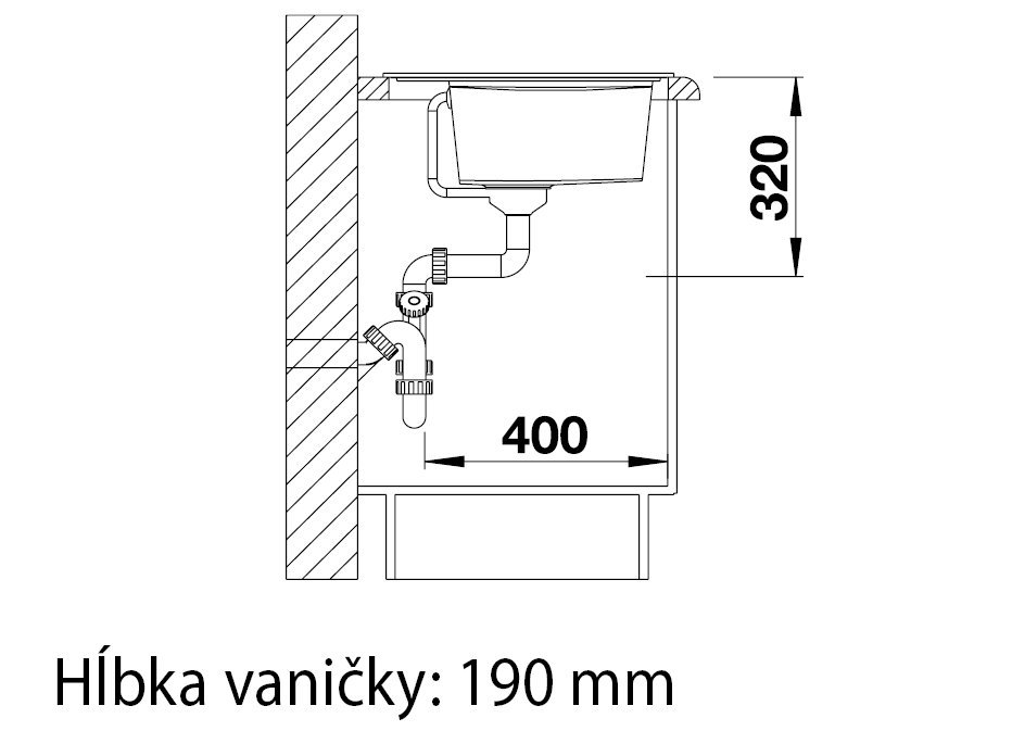 Blanco Zenar XL 6 S čierna s excentrom vanička vpravo