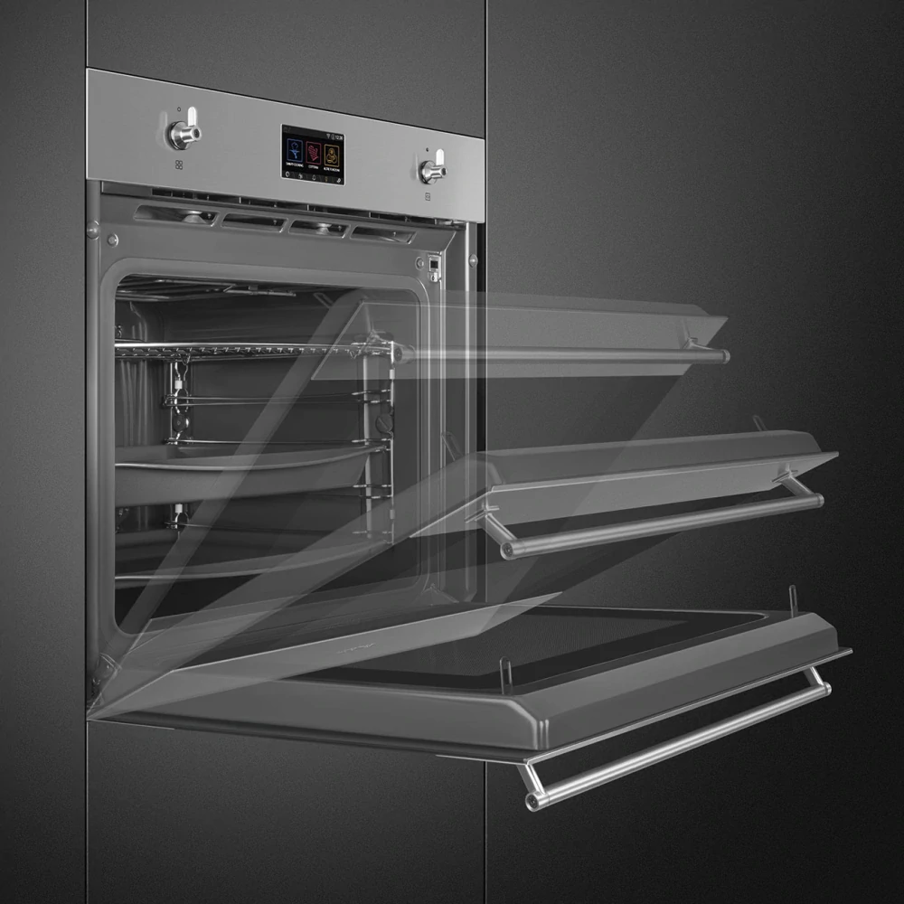Vstavaná kombinovaná mikrovlnná rúra Smeg Classica Galileo Omnichef SO6303APX nerez