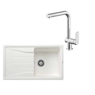 SET111 - Gránitový drez Blanco Sona 5 S biela + Kuchynská batéria Rosan S2 238201 chróm