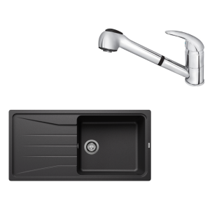 SET192 - Gránitový drez Blanco Sona XL 6 S antracit + Kuchynská batéria Rosan King J385001 chróm