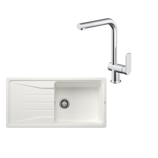 SET196 - Gránitový drez Blanco Sona XL 6 S biela + Kuchynská batéria Rosan S2 238201 chróm