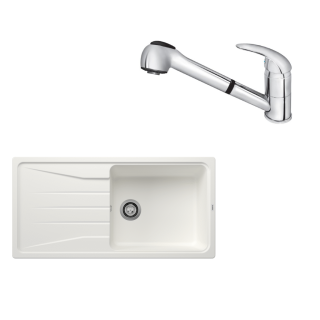 SET197 - Gránitový drez Blanco Sona XL 6 S biela + Kuchynská batéria Rosan King J385001 chróm