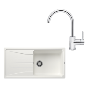 SET199 - Gránitový drez Blanco Sona XL 6 S biela + Kuchynská batéria Rosan Zerro JZ38101 chróm