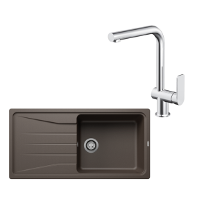SET211 - Gránitový drez Blanco Sona XL 6 S káva + Kuchynská batéria Rosan S2 238201 chróm