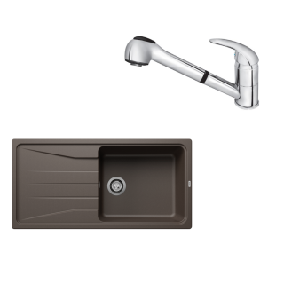 SET212 - Gránitový drez Blanco Sona XL 6 S káva + Kuchynská batéria Rosan King J385001 chróm