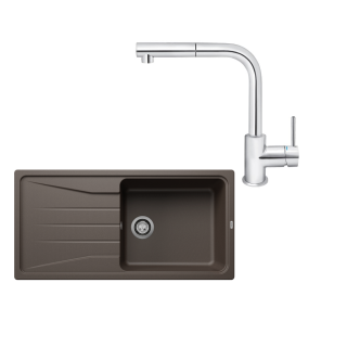 SET215 - Gránitový drez Blanco Sona XL 6 S káva + Kuchynská batéria Rosan Zerro JZ38601 chróm