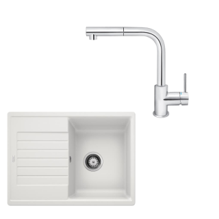 SET280 - Gránitový drez Blanco Zia 45 S biela + Kuchynská batéria Rosan Zerro JZ38601 chróm
